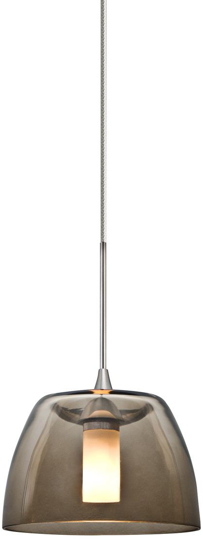 Spur 5 1/2"W Satin Nickel Smoke Glass LED Mini Pendant