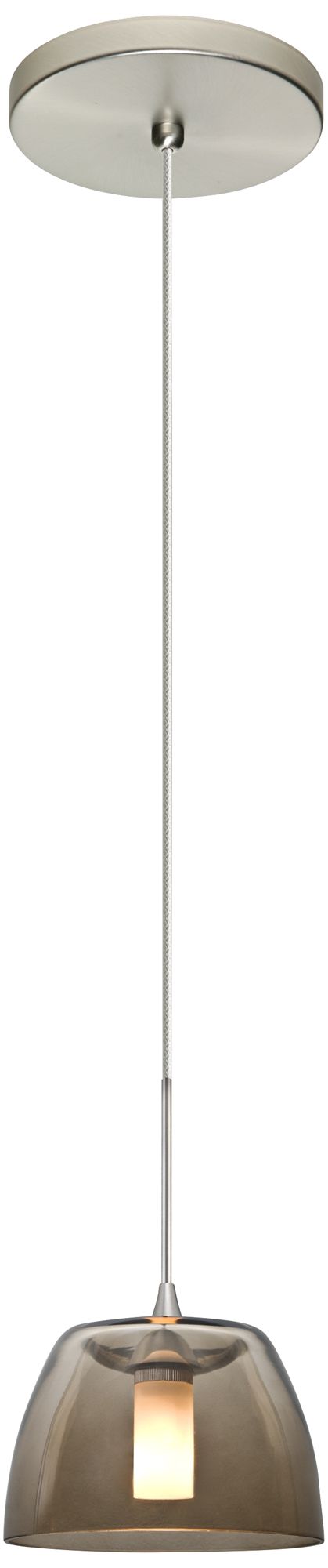 Image 3 Spur 5 1/2"W Satin Nickel Smoke Glass LED Mini Pendant more views