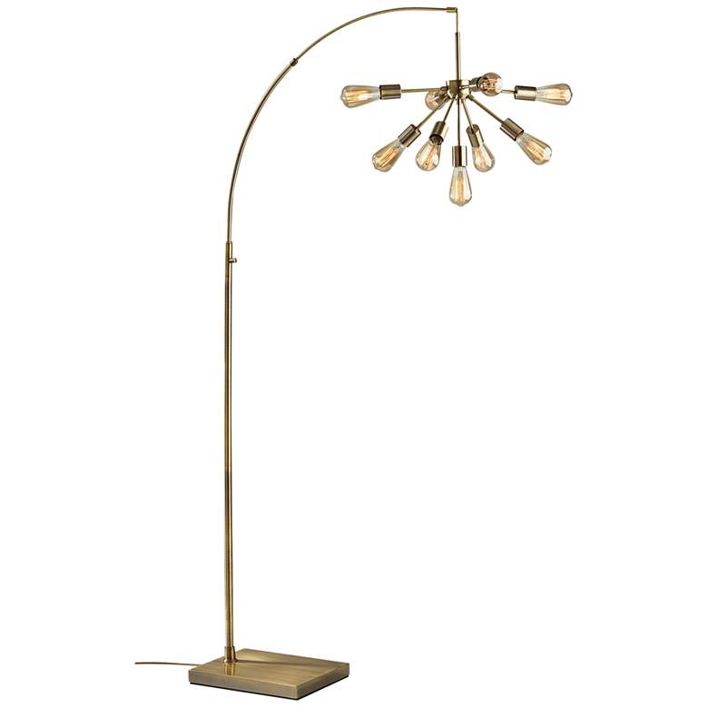 Image 1 Sputnik Antique Brass Metal 9-Light Arc Floor Lamp