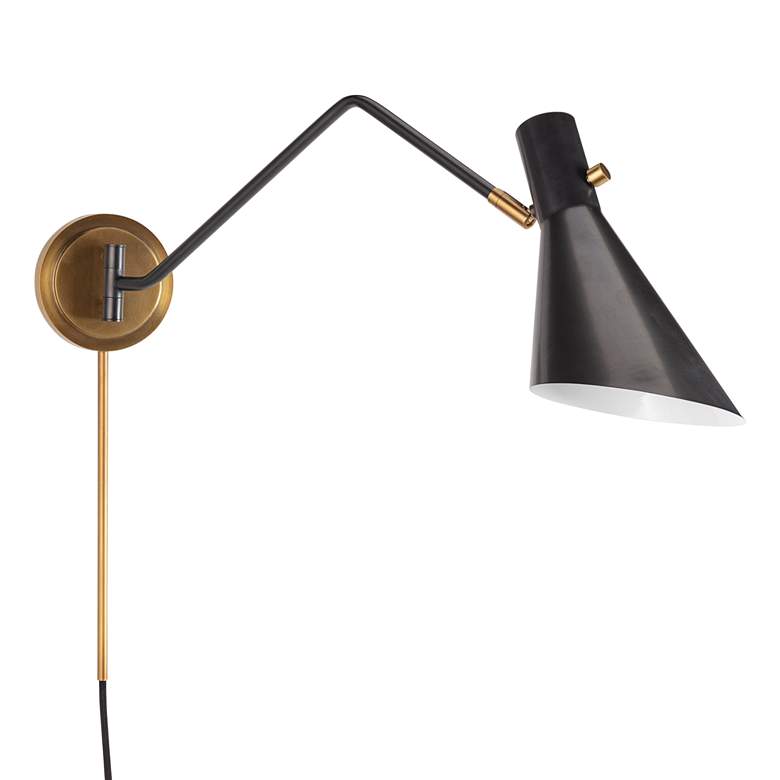 Image 1 Spyder Blackened Brass Hardwire/Plug-In Single Arm Wall Lamp