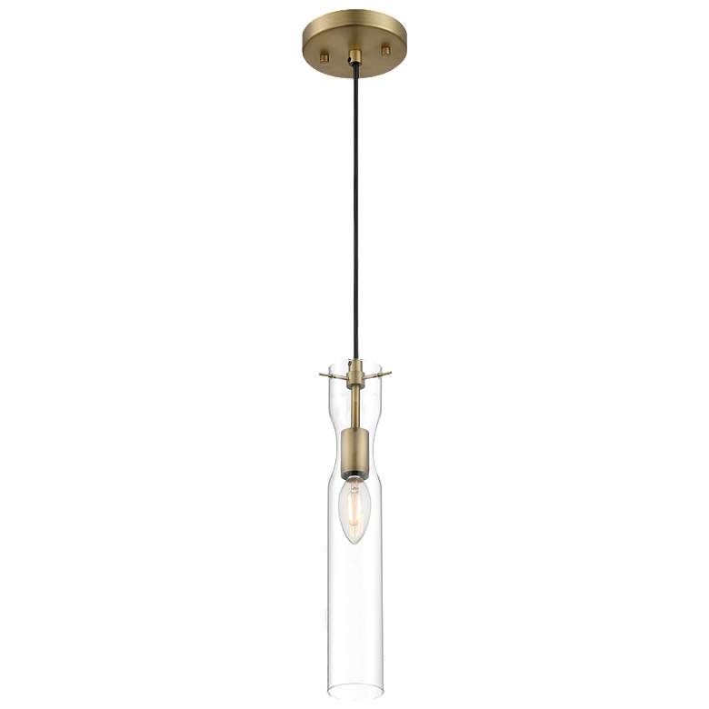 Image 1 Spyglass; 1 Light; Mini Pendant; Vintage Brass Finish w/ Clear Glass
