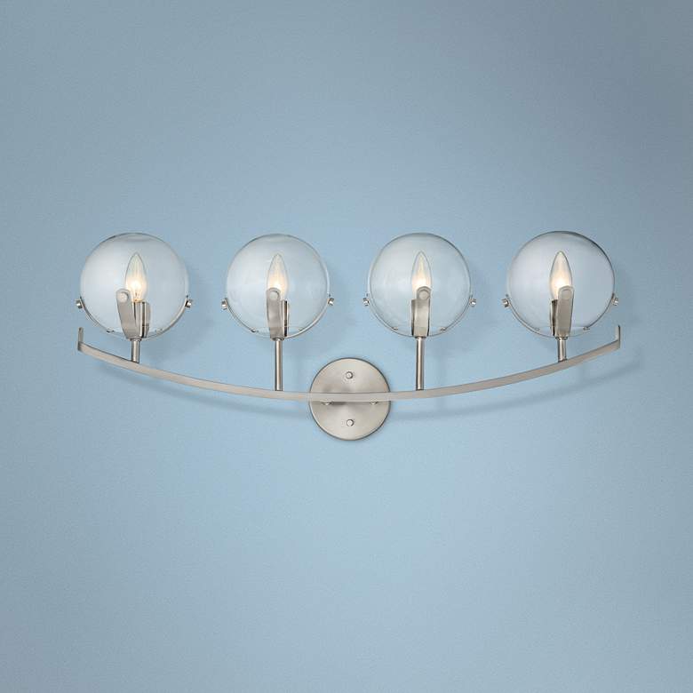 Image 1 Spyglass 30" Wide Satin Platinum 4-Light Vanity Bath Light