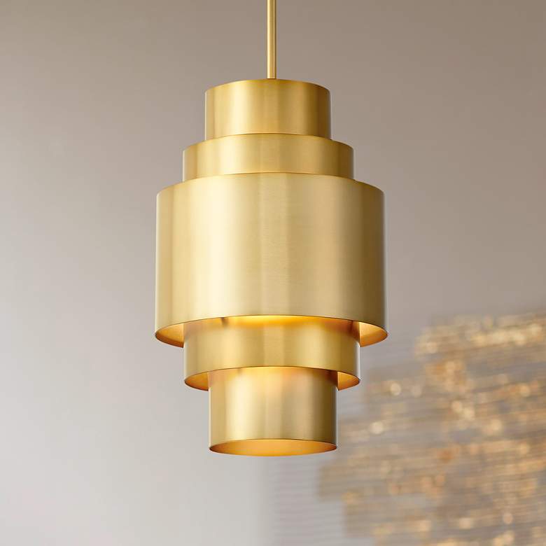 Image 1 Spyglass Terrace 10" Wide Soft Brass Mini Pendant