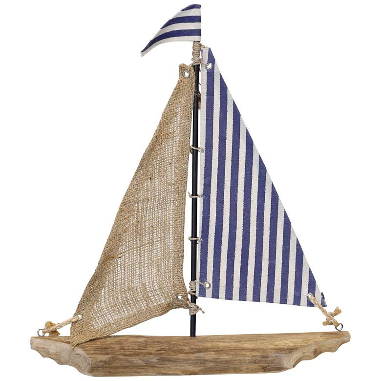 Image 1 Squall Natural Wood Sail Boat 14" x 16" Blue/Natural
