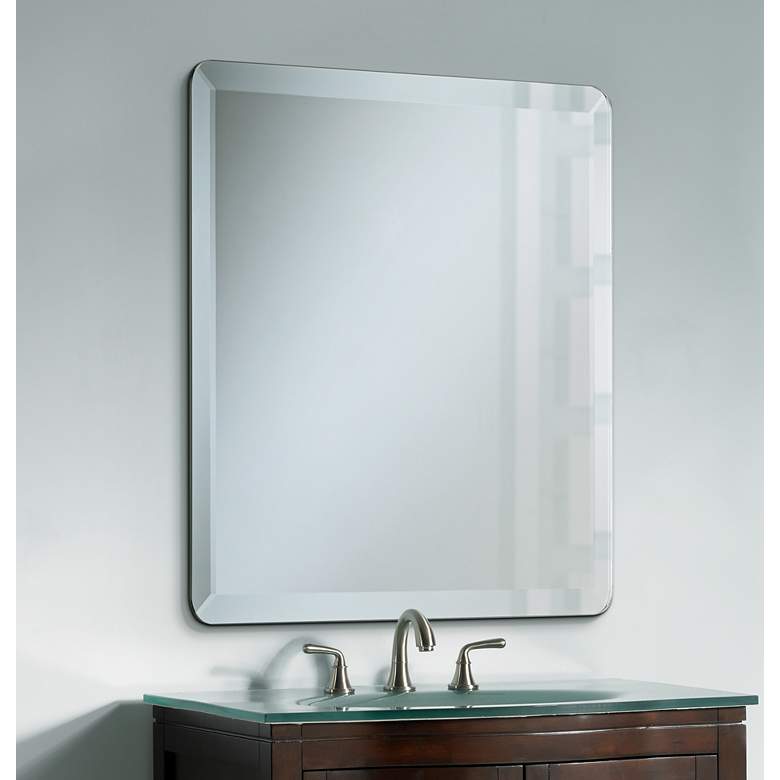 Image 1 Square 30" x 30" Beveled Glass Edge Modern Frameless Wall Mirror