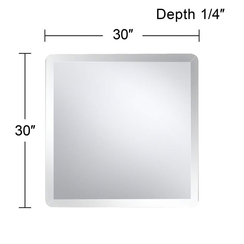 Image 5 Square 30 inch x 30 inch Beveled Glass Edge Modern Frameless Wall Mirror more views