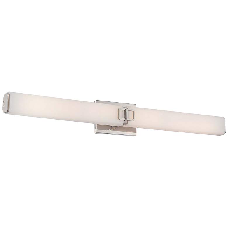 Image 1 Square 37 inch Wide Opal Polished Nickel LED Bath Light