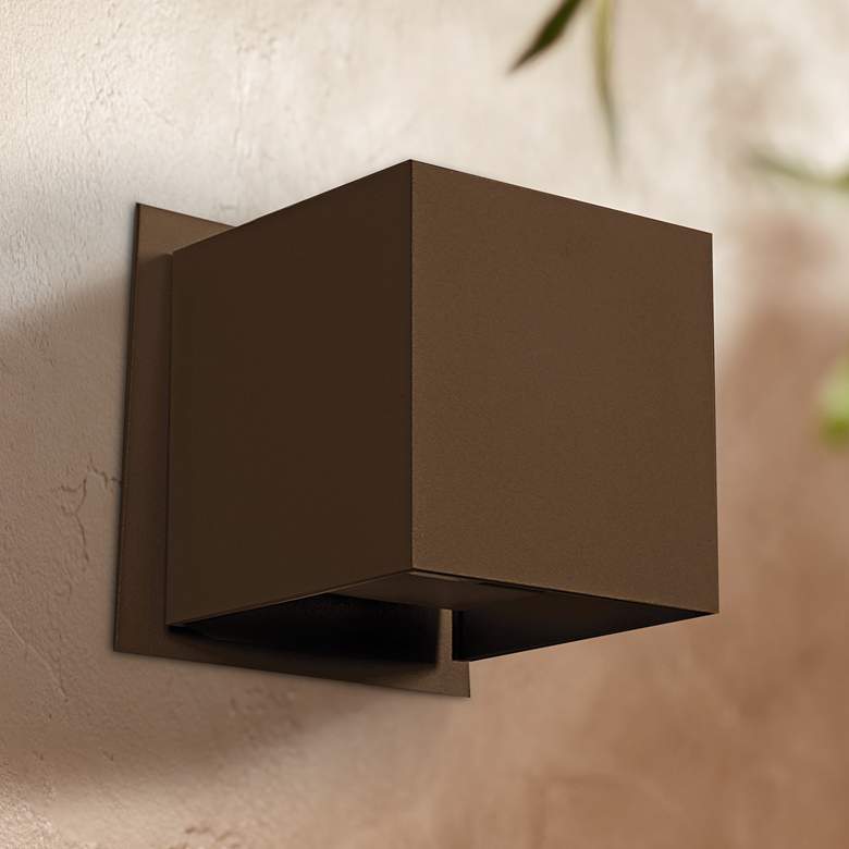 Image 1 Square 4 1/4 inch High LED Bronze Medium Outdoor Wall Light