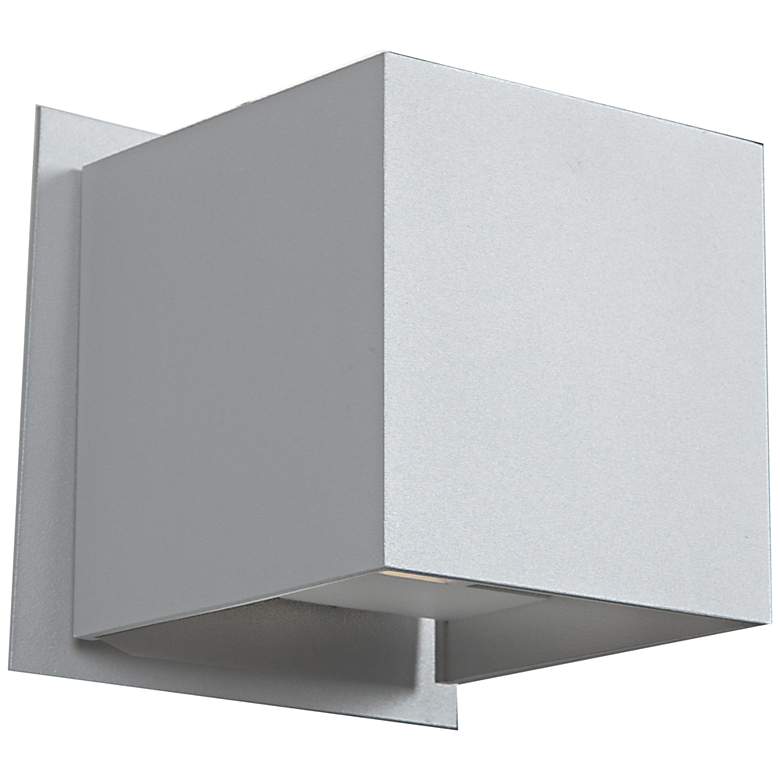 Image 1 Square 4 1/4"H LED Satin Nickel Medium Outdoor Wall Light