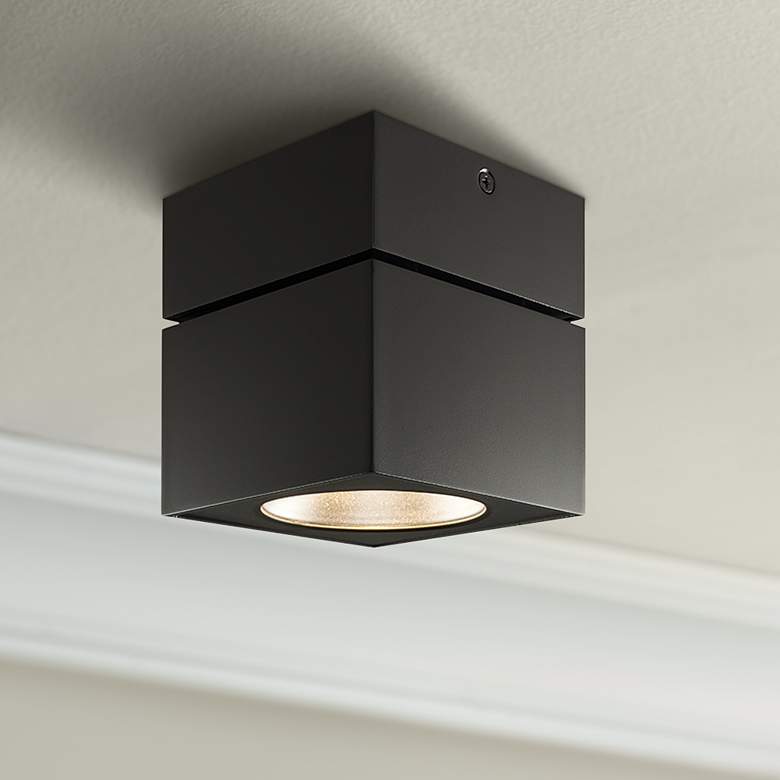 Image 1 Square 4 3/4"W Black 24-Degree Reflector LED Ceiling Light