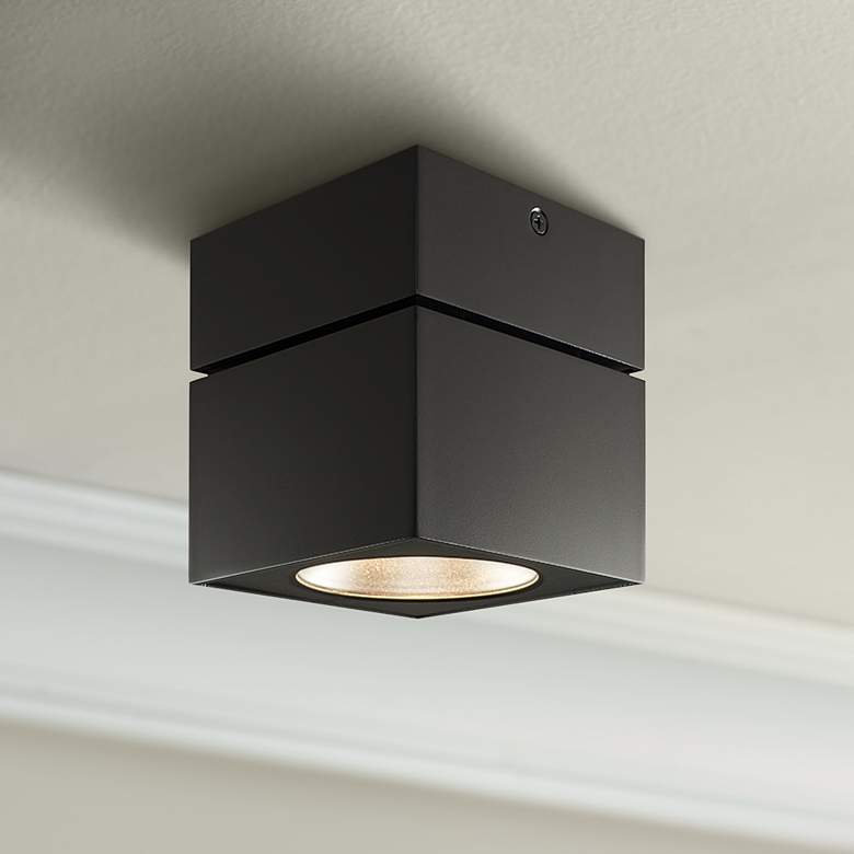 Image 1 Square 4 3/4"W Black 34-Degree Reflector LED Ceiling Light