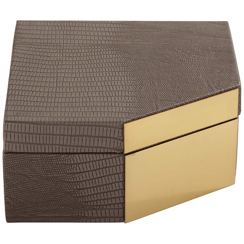 Image 5 Square Angled Edge 7 1/4 inch Wide Matte Brown Leather Box more views