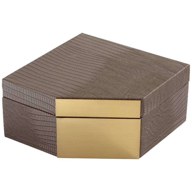 Image 6 Square Angled Edge 7 1/4" Wide Matte Brown Leather Box more views