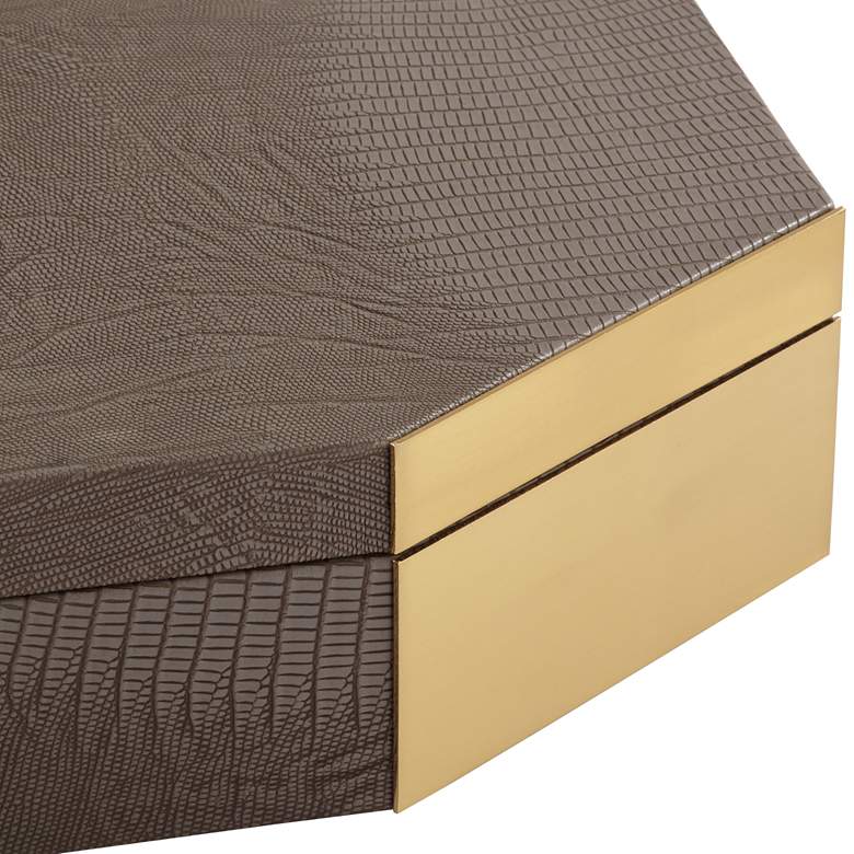 Image 2 Square Angled Edge 9 1/2" Wide Matte Brown Leather Box more views