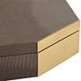 Square Angled Edge 9 1/2" Wide Matte Brown Leather Box