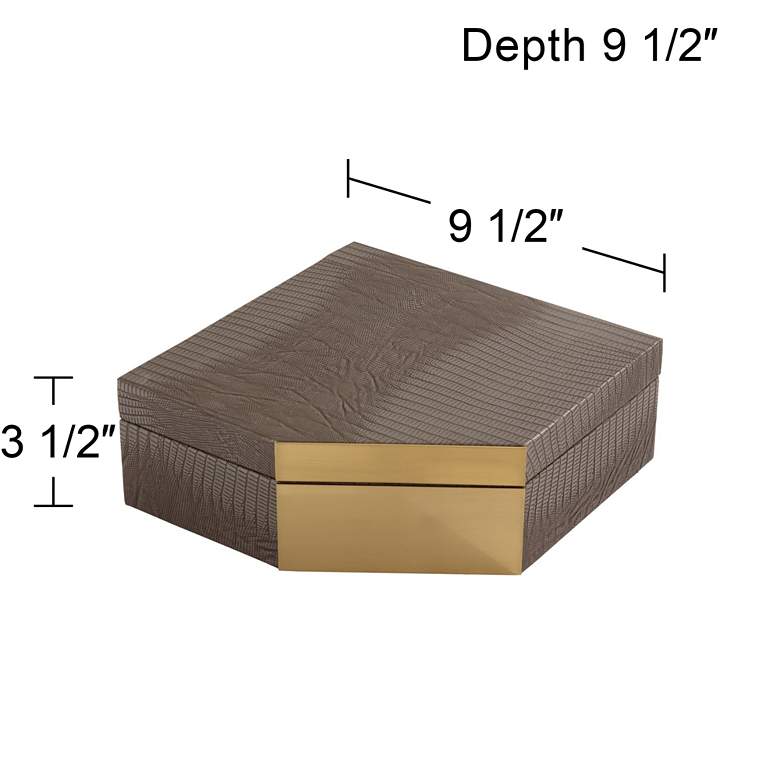 Image 7 Square Angled Edge 9 1/2 inch Wide Matte Brown Leather Box more views