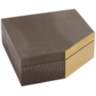Square Angled Edge 9 1/2" Wide Matte Brown Leather Box