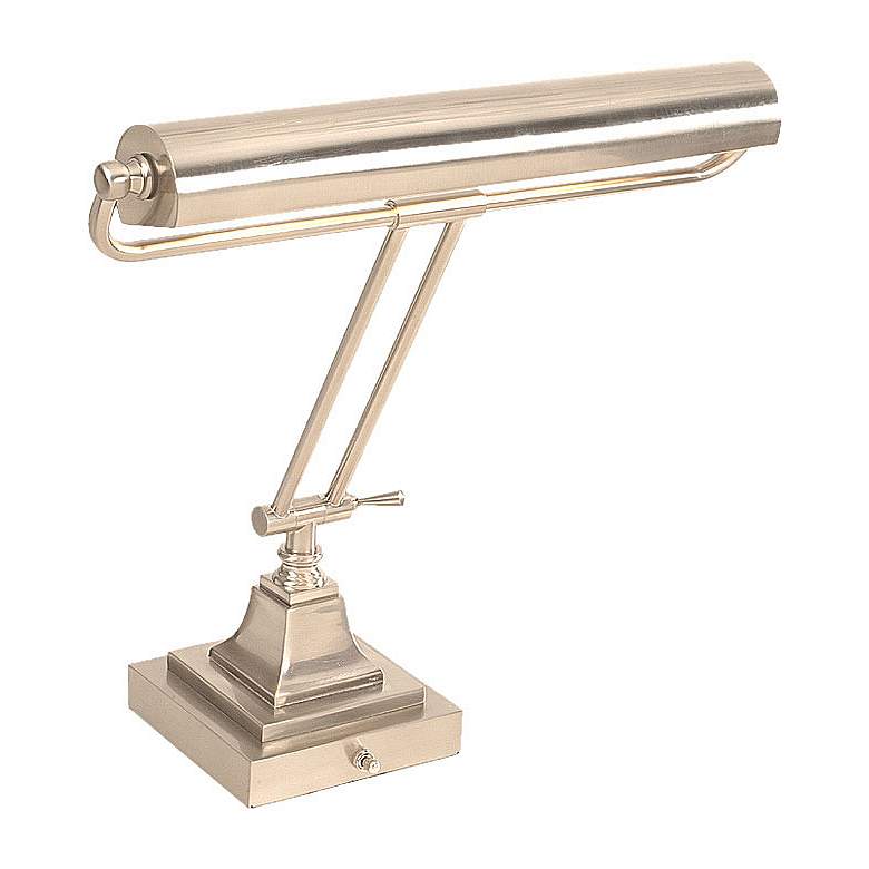 Image 1 Square Base Solid Brass Piano Lamp in Satin Nickel