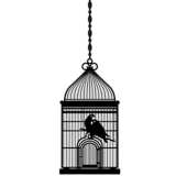 Square Bird Cage Black Wall Decal