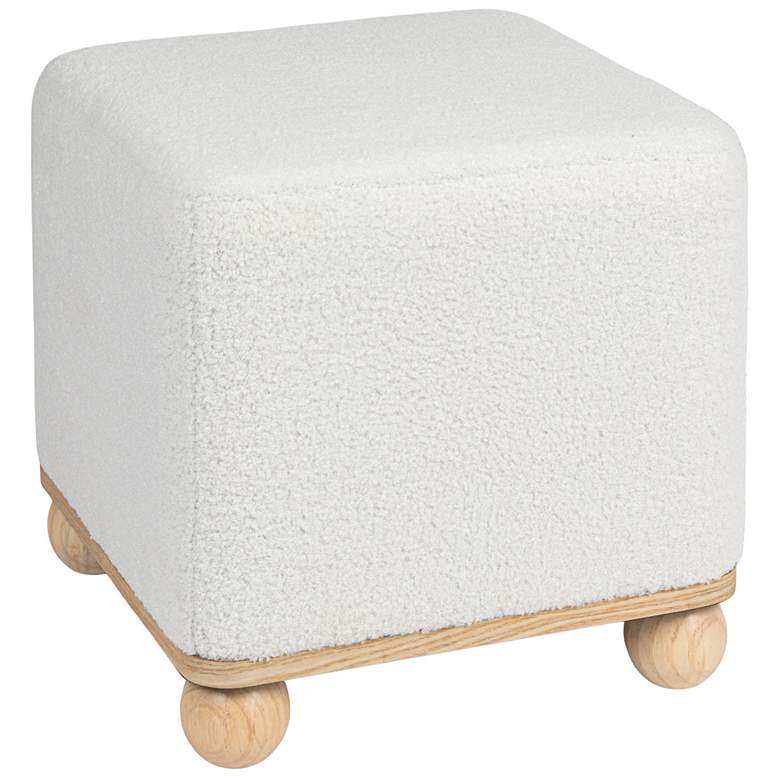 Image 2 Square Boucle Upholstered Ottoman, Cream