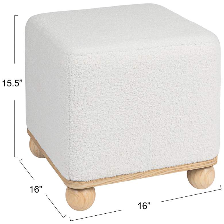 Image 3 Square Boucle Upholstered Ottoman, Cream more views