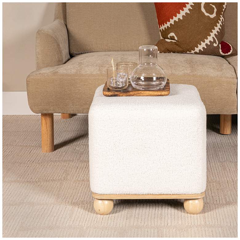 Image 4 Square Boucle Upholstered Ottoman, Cream more views
