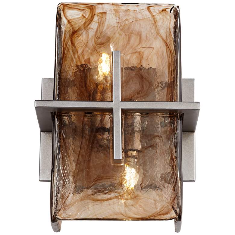 Square Bronze Gold Art Glass 8&quot; Wide 2-Light Wall Sconce more views
