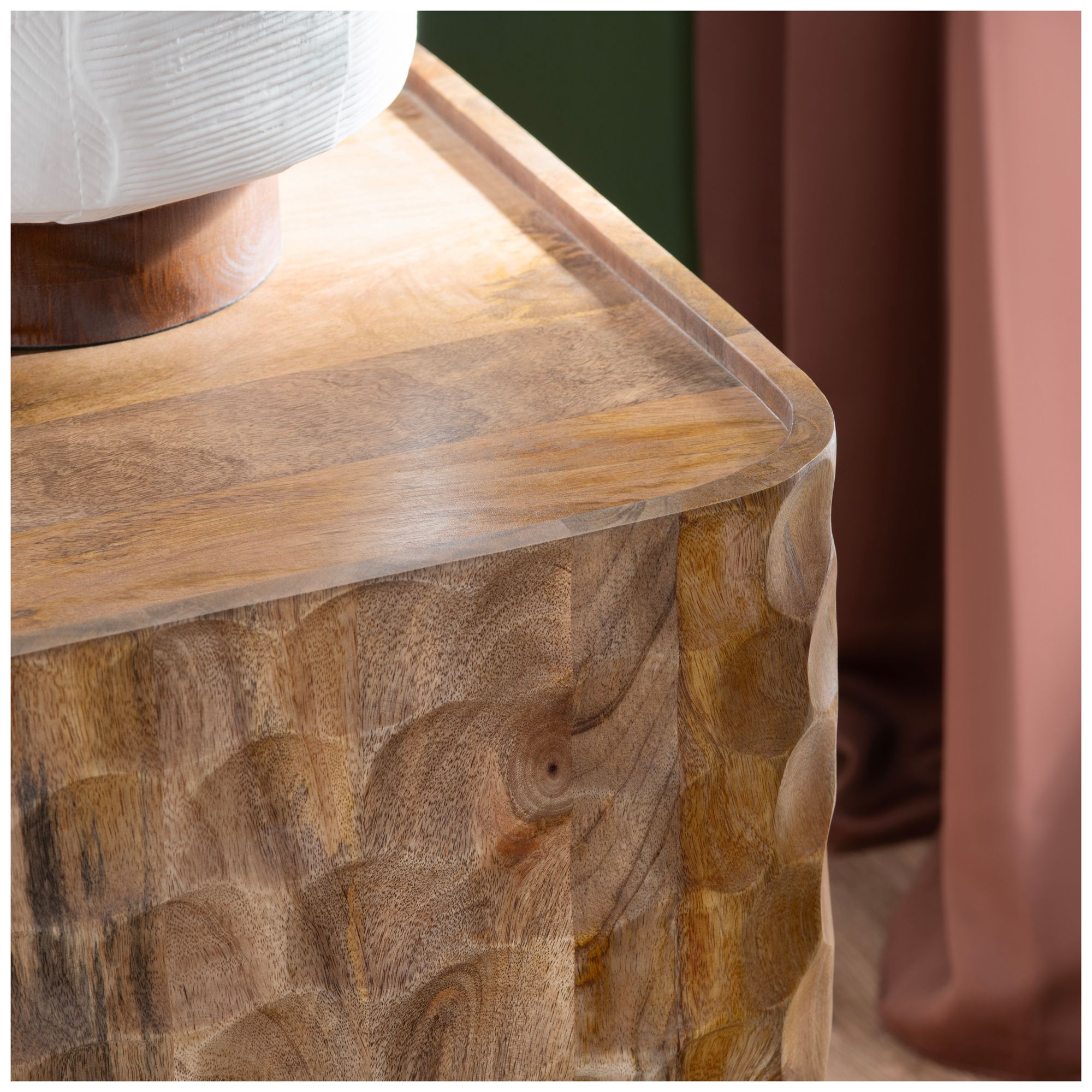 Image 4 Square Brown Solid Wood Accent End Table more views