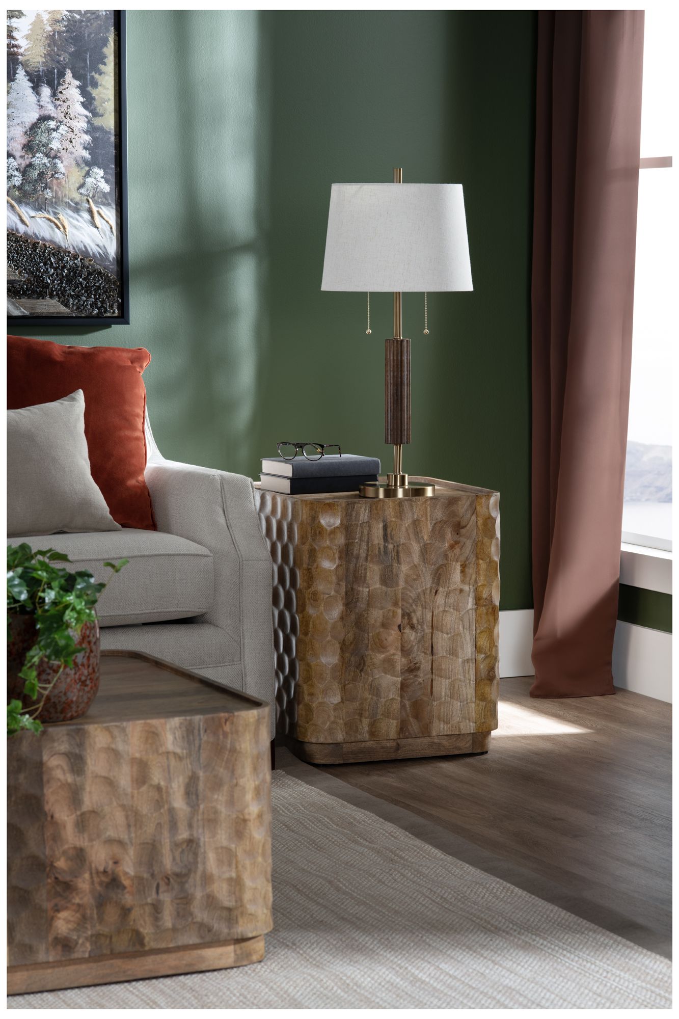 Image 5 Square Brown Solid Wood Accent End Table more views