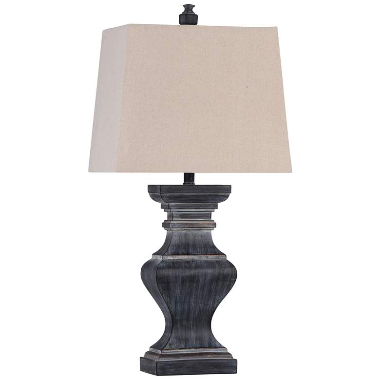 Image 2 Square Candlestick Large Rustic Traditional Distressed Black Table Lamp
