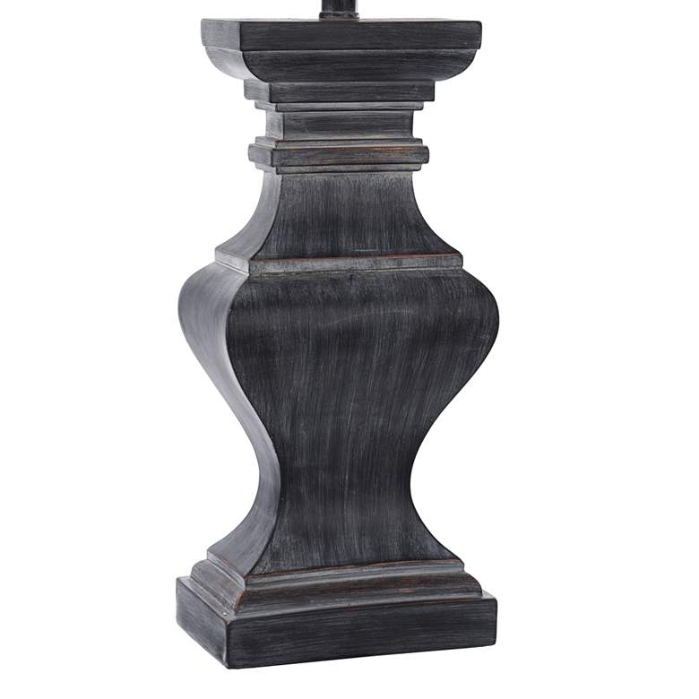 Image 4 Square Candlestick Large Rustic Traditional Distressed Black Table Lamp more views