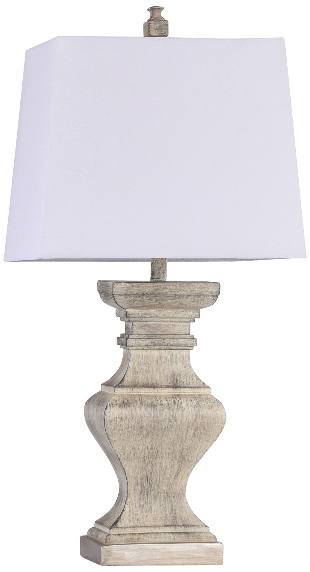 Square Candlestick Molded Distressed Ivory Table Lamp