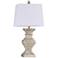 Square Candlestick Molded Distressed Ivory Table Lamp