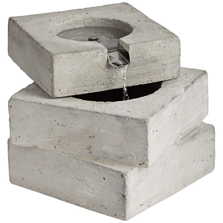 Image 1 Square Concrete Outdoor 9 1/4 inch High Tabletop Fountain