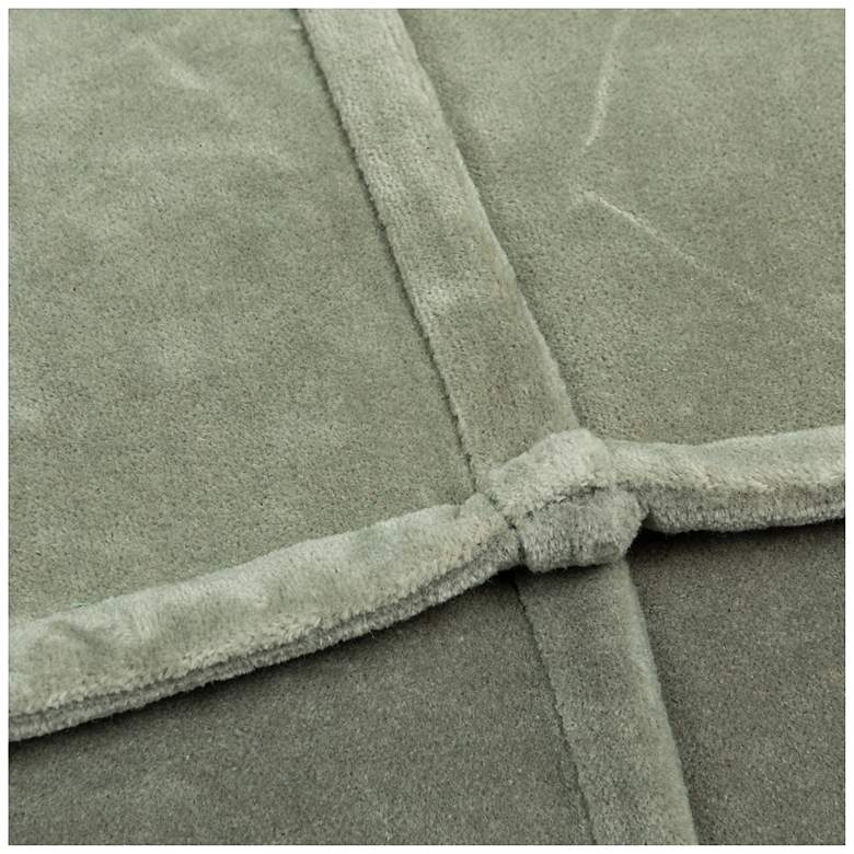 Image 4 Square Cotton Velvet Pouf with Piped Detail, Sage Green more views