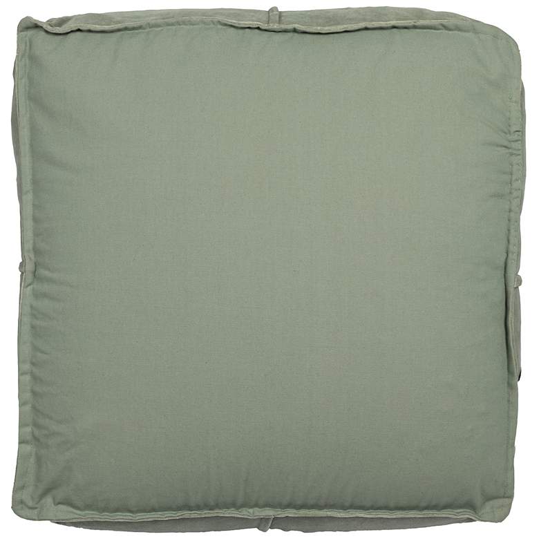 Image 6 Square Cotton Velvet Pouf with Piped Detail, Sage Green more views