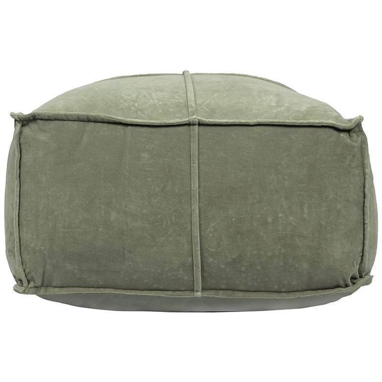Image 7 Square Cotton Velvet Pouf with Piped Detail, Sage Green more views