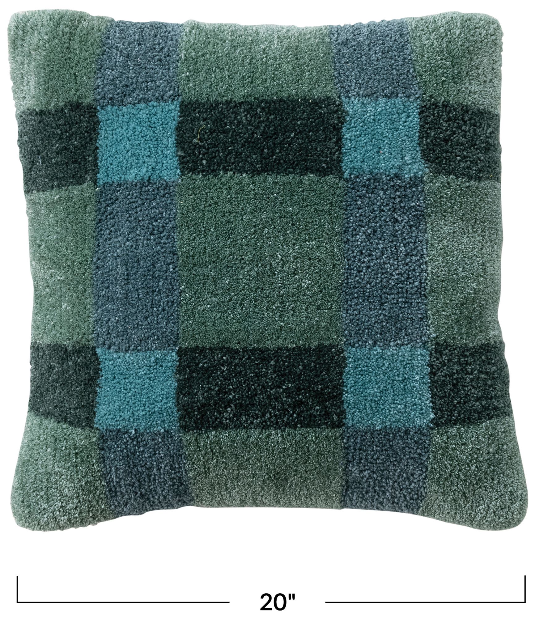 Image 2 Square Fabric Tufted Indoor/Outdoor Pillow with Plaid Pattern, Multicolor more views