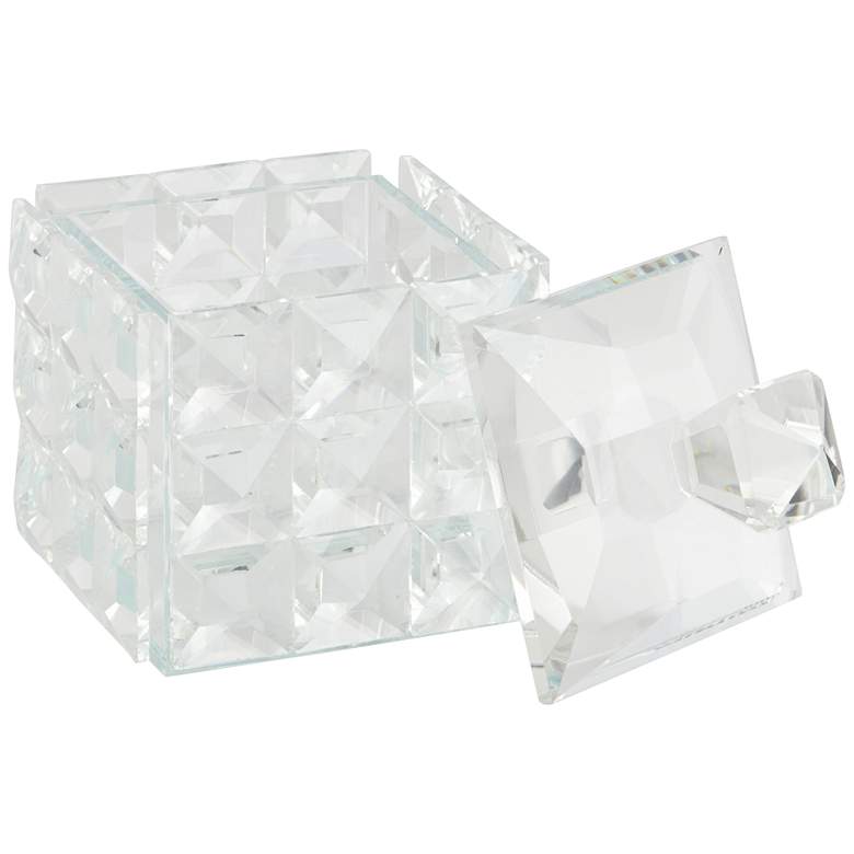 Image 4 Square Facet 5 1/4" High Clear Glass Jewelry Box with Lid more views