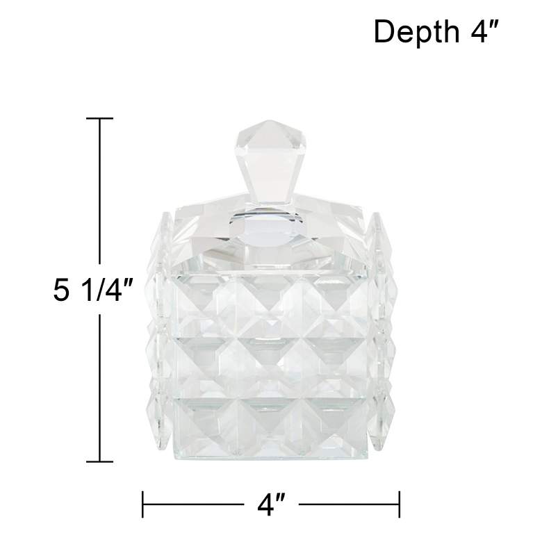 Image 5 Square Facet 5 1/4 inch High Clear Glass Jewelry Box with Lid more views