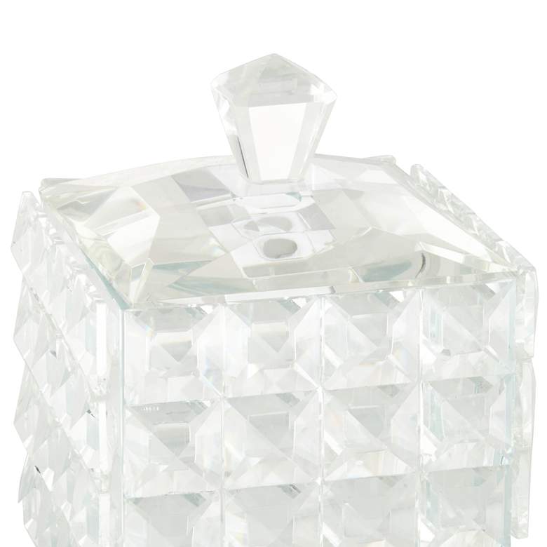 Image 2 Square Facet 6 1/2 inch High Clear Glass Jewelry Box with Lid more views