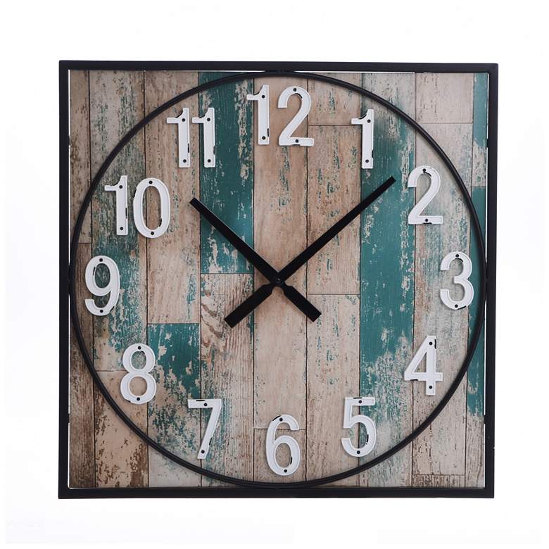 Image 1 Square Framed Take Time Wall Clock with Metal Detail - Weathered Matte