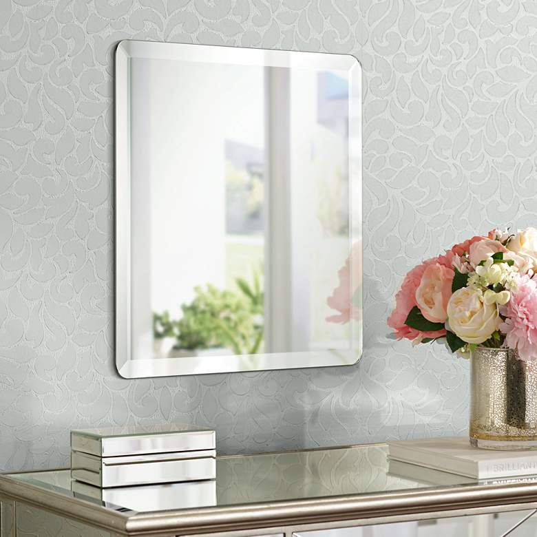 Square Frameless 18&quot; Wide Beveled Wall Mirror