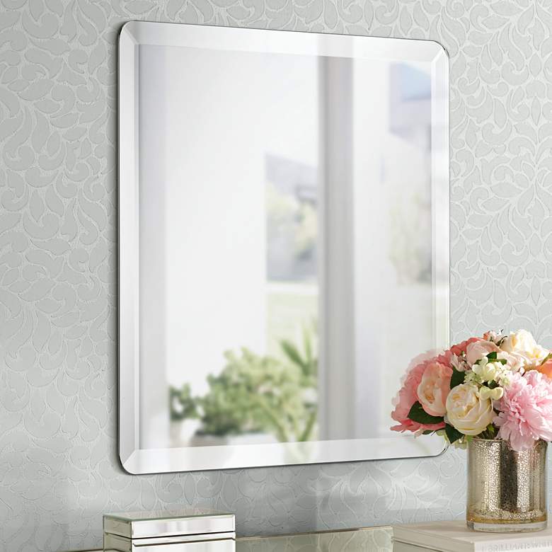 Image 1 Square Frameless 24" Beveled Vanity Wall Mirror