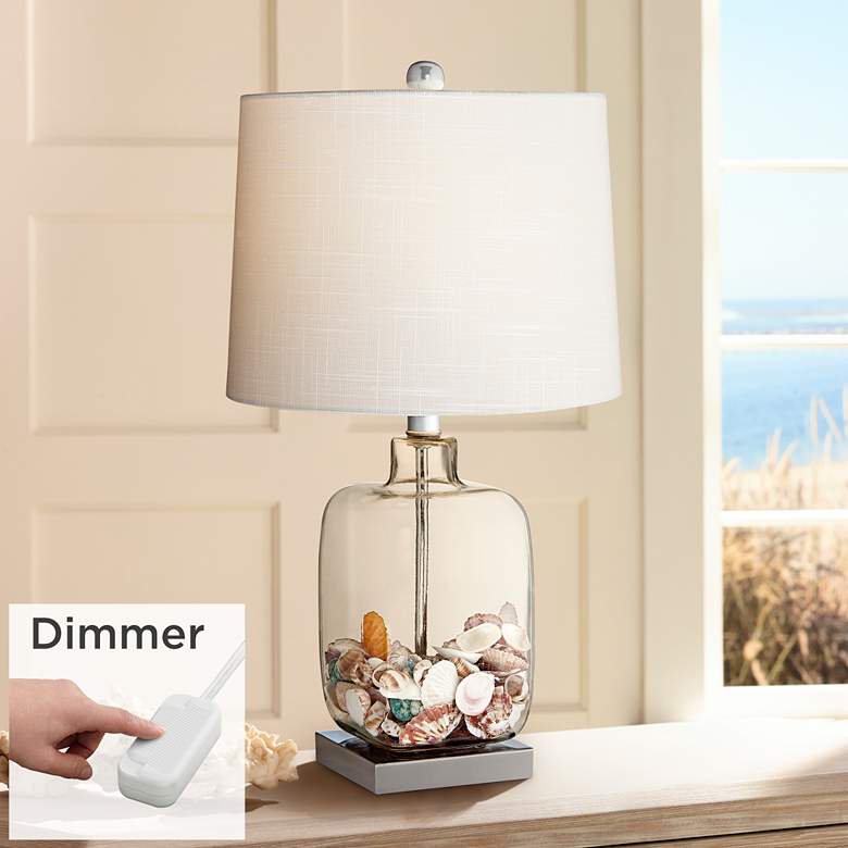 Square Glass 21 3/4&quot; High Fillable Lamp with Table Top Dimmer