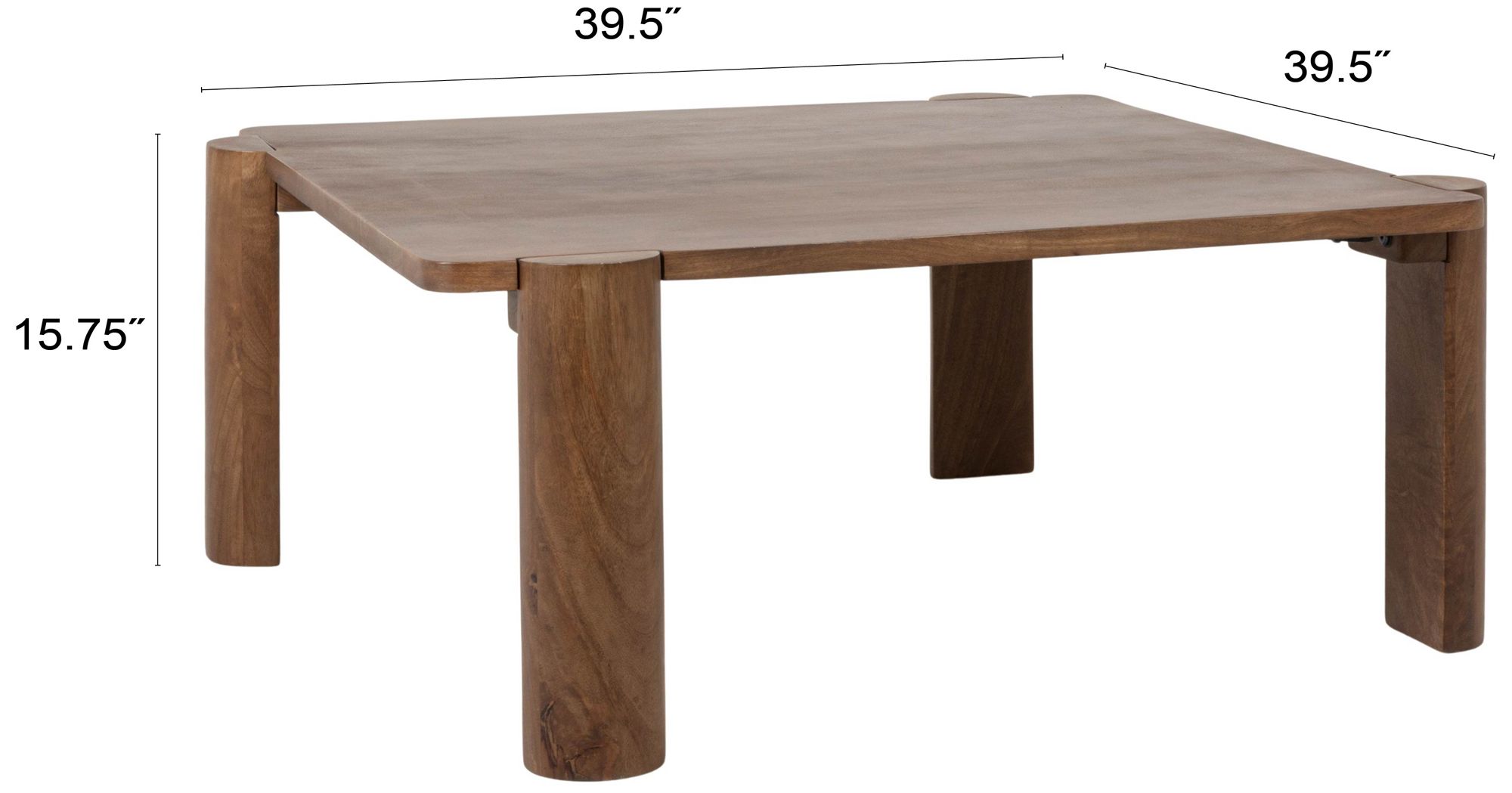 Image 3 Square Mango Wood Coffee Table, Walnut Finish more views