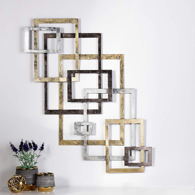 Image 1 Square Metal Wall Décor - Gold