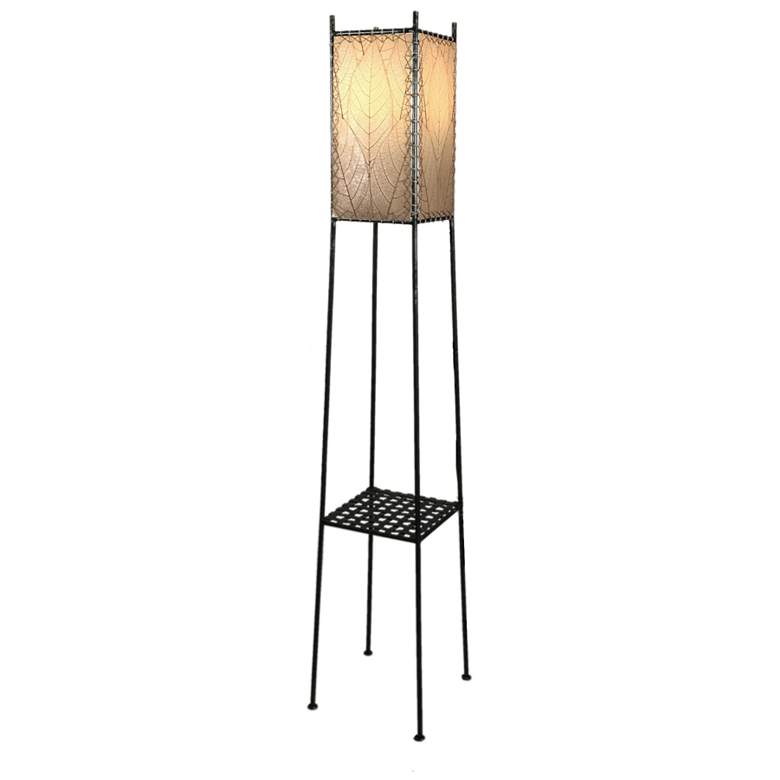Image 1 Square Shelf Large Cocoa Leaves LED Outdoor Floor Lamp