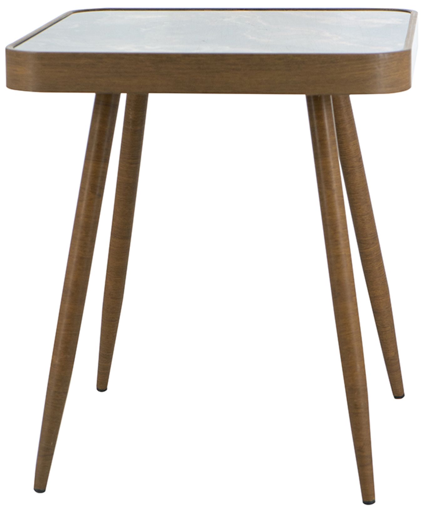 Image 3 Square Side Table w/ Glass Top, Marbled Design & Antique Gold Iron Legs more views