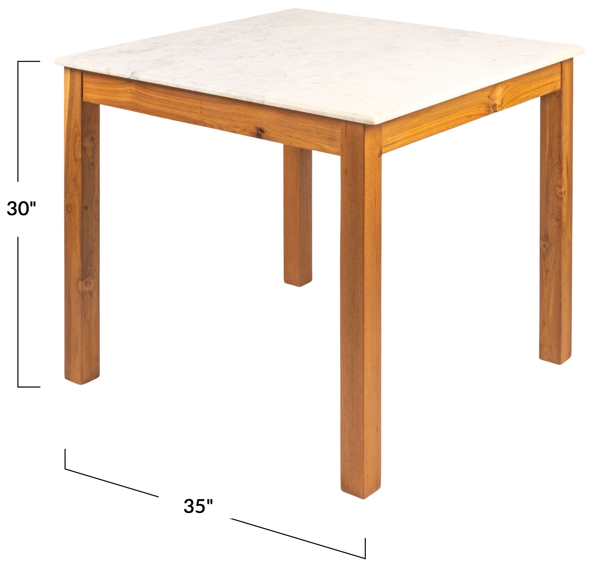 Image 3 Square Teak and Marble Dining Table in Walnut Finish more views